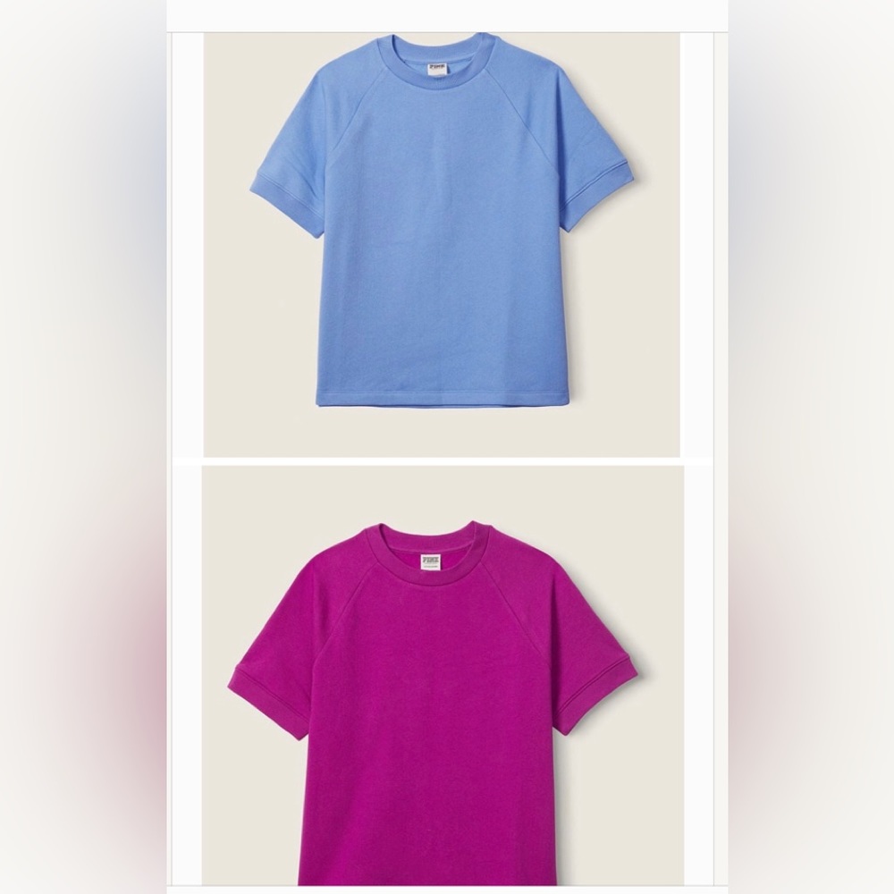 S/2 PINK Victoria’s Secret size XXL Cropped Short Sleeve crewneck sweatshirts